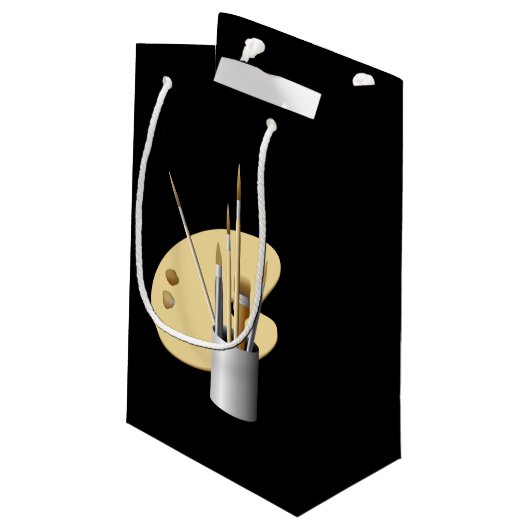Personalisierte Farbpalette und Pinsel Kleine Geschenktüte (Rückseite Schrägansicht)