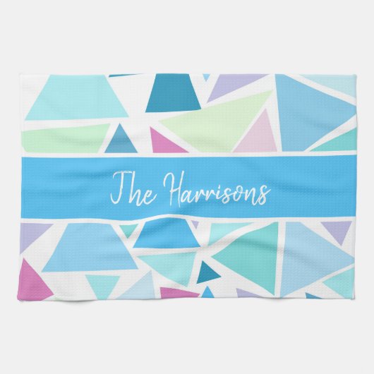 PERSONALISIERTE FARBSCHÖNE DREIECKEN STADT GESCHIRRTUCH (Horizontal)