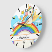 Personalisierte Farbstoffe Unicorn & Rainbow Große Wanduhr (Winkel)