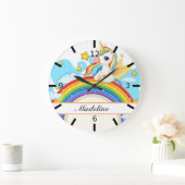 Personalisierte Farbstoffe Unicorn & Rainbow Große Wanduhr (Zuhause)