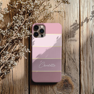 Personalisierte Farbstreifen in Rosa mit elegantem iPhone 16 Hülle