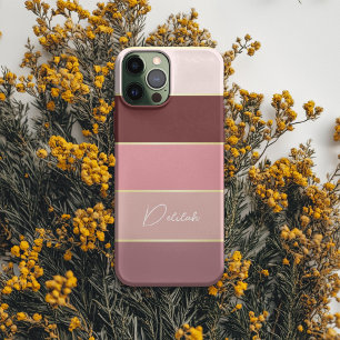 Personalisierte Farbstreifen in Rosa mit elegantem iPhone 16 Hülle