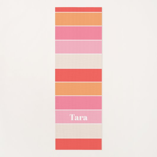 Personalisierte Farbstreifen in rosa Pfirsichfarbe Yogamatte (Vorderseite)