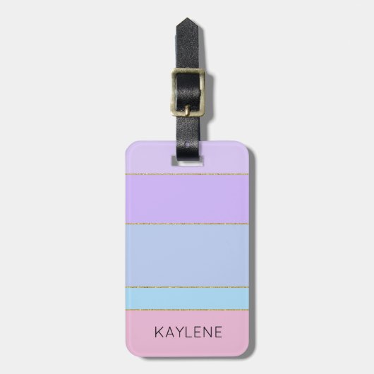 Personalisierte Farbstreifen mit Goldstrimmen - Ge Gepäckanhänger (Vorderseite vertikal)