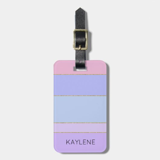 Personalisierte Farbstreifen mit Goldstrimmen - Ge Gepäckanhänger (Vorderseite vertikal)