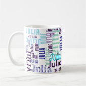 Personalisierte Farbtöne blauer Typografie Kaffeetasse (Links)