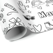 Personalisierte Färbung Birthday Rainbows Unicorns Geschenkpapier (Rolleneckpunkt)