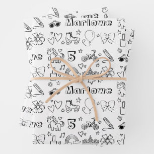 Personalisierte Färbung Birthday Rainbows Unicorns Geschenkpapier Set