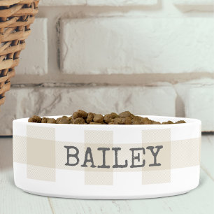 Personalisierte Farmhouse-Beige-Buffalo-Check-Karo Napf