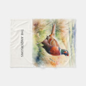Personalisierte Fasan-Wasserfarbdruckdecke Fleecedecke (Vorderseite (Horizontal))