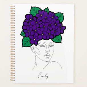 Personalisierte Februar-Geburtsblumen-Kronen-Kunst Planer