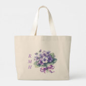 Personalisierte Februar-Veilchen-Tasche Jumbo Stoffbeutel (Rückseite)