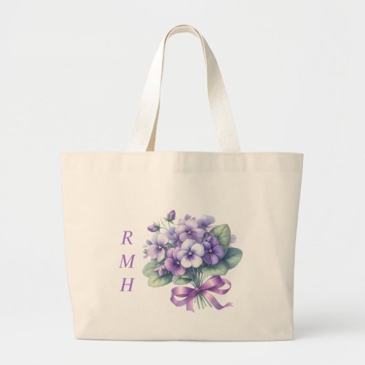 Personalisierte Februar-Veilchen-Tasche Jumbo Stoffbeutel (Vorne)