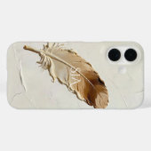 Personalisierte Feder 3D Impasto Warm Neutral Case-Mate iPhone Hülle (Rückseite (Horizontal))