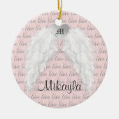 Personalisierte Feder-Engels-Flügel Keramikornament (Vorne)