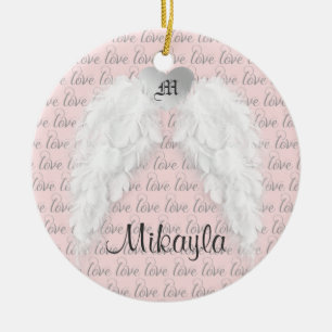 Personalisierte Feder-Engels-Flügel Keramikornament