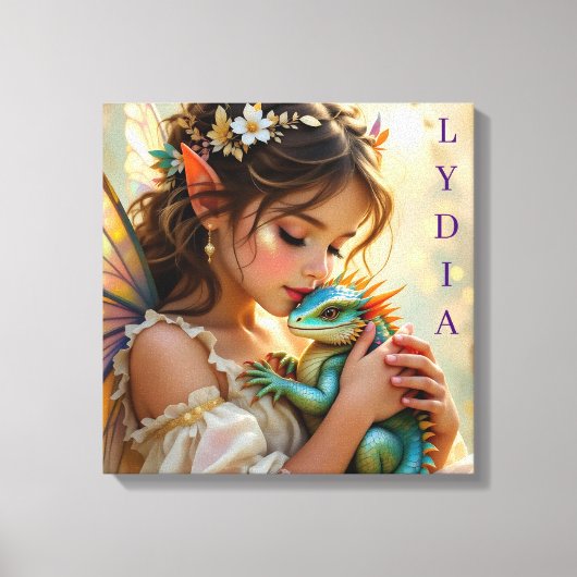 Personalisierte Fee und Drache Mystisch Leinwanddruck (Vorderseite)