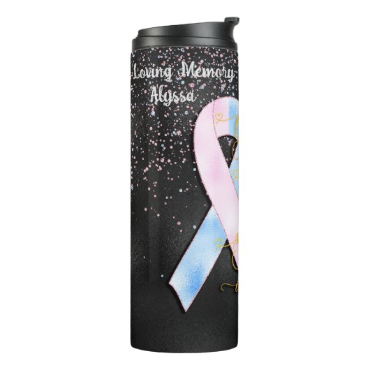 Personalisierte Fehlgeburt Verlust Rosa und Blau Thermosbecher (Nach links gedreht)