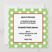 Personalisierte Feier Bäume Geburtserklärung (Rückseite)