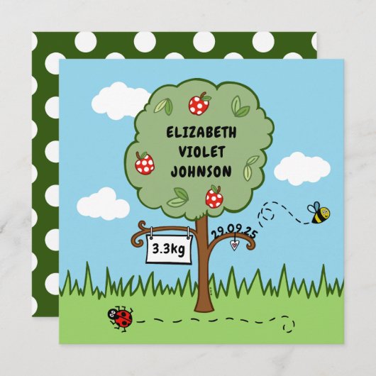 Personalisierte Feier Bäume Geburtserklärung (Vorne/Hinten)
