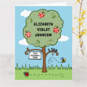 Personalisierte Feier Tree Neugeborenes Karte (Gelbe Blume)