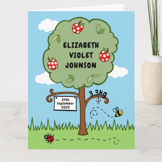 Personalisierte Feier Tree Neugeborenes Karte (Vorderseite)