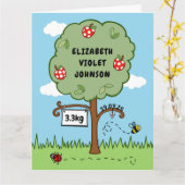 Personalisierte Feier Tree Neugeborenes Karte (Gelbe Blume)