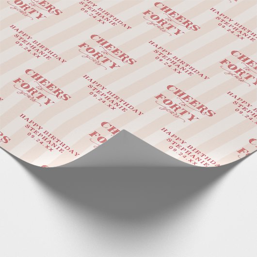 Personalisierte Feier zu vierzig Jahren 40. Geburt Geschenkpapier (Ecke)