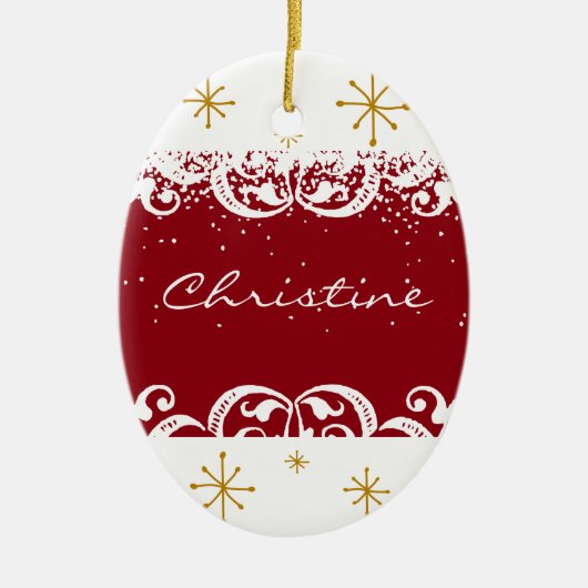 Personalisierte Feiertags-Verzierung Keramik Ornament (Vorne)