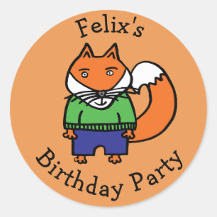 Personalisierte Felix-der-Fuchs-Geburtstagsfeier Runder Aufkleber
