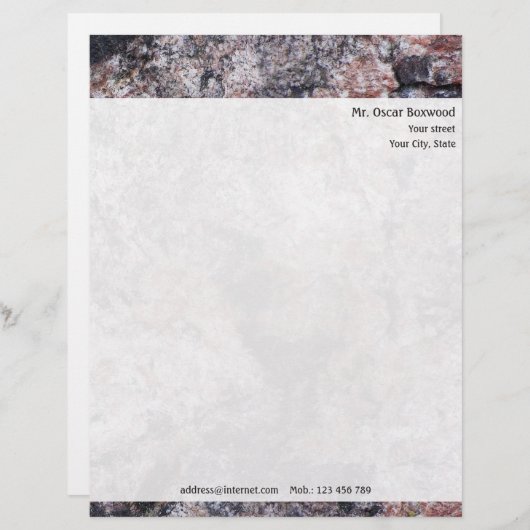 Personalisierte Felsen-Beschaffenheit mit Briefbogen (Vorne/Hinten)