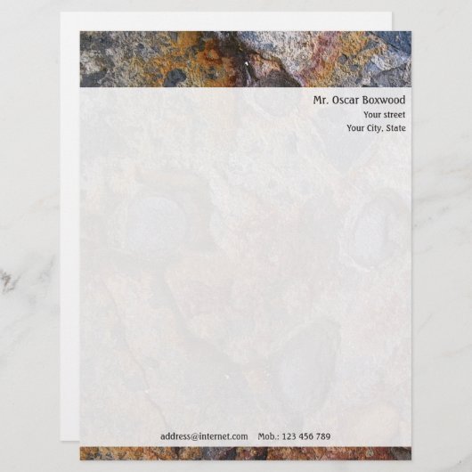 Personalisierte Felsen-Struktur mit Briefkopf (Vorne/Hinten)