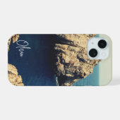 personalisierte felsige Küstenlinie am Strand - Ti iPhone 15 Hülle (Rückseite (Horizontal))
