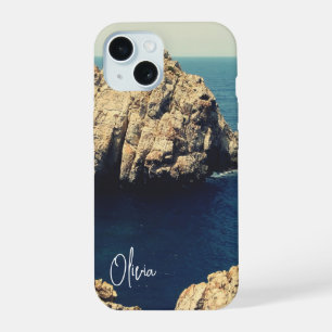 personalisierte felsige Küstenlinie am Strand - Ti iPhone 15 Hülle