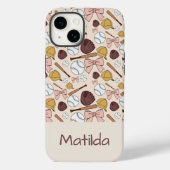 Personalisierte, feminine Baseball-Schleifen-Muste Case-Mate iPhone Hülle (Rückseite)