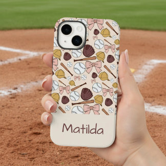 Personalisierte, feminine Baseball-Schleifen-Muste Case-Mate iPhone 14 Hülle