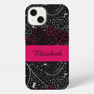 Personalisierte feminine Federn und Blumen iPhone 13 Hülle
