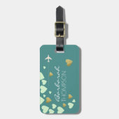 personalisierte feminine und elegante blaue Liebe Gepäckanhänger (Vorderseite vertikal)