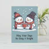 Personalisierte Ferienkarte für Snowmen Feiertagskarte (Stehend Vorderseite)