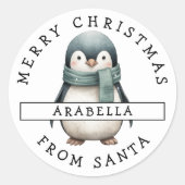 Personalisierte Feste Penguin Weihnachtsaufkleber Runder Aufkleber (Vorderseite)