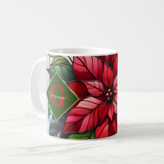 Personalisierte festgehaltene Gläser Poinsettia Kaffeetasse (Vorderseite Links)