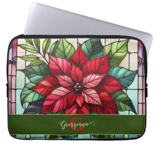 Personalisierte festgehaltene Gläser Poinsettia Laptopschutzhülle