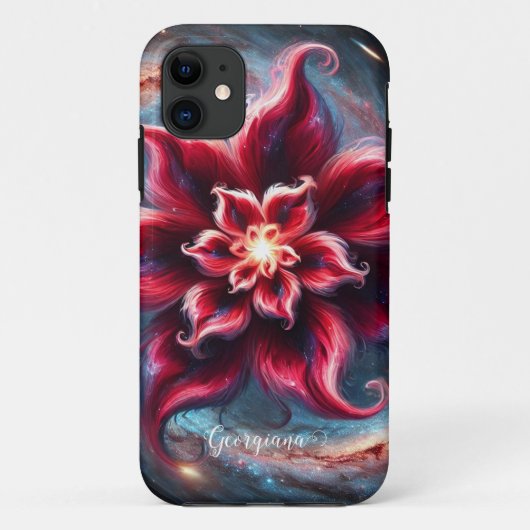Personalisierte festliche Poinsettia Galaxie Case-Mate iPhone Hülle (Rückseite)