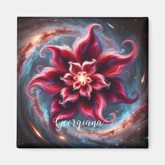 Personalisierte festliche Poinsettia Galaxie Magnet (Vorne)