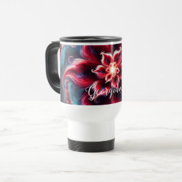 Personalisierte festliche Poinsettia Galaxie Reisebecher