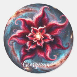 Personalisierte festliche Poinsettia Galaxie Runder Aufkleber