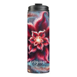 Personalisierte festliche Poinsettia Galaxie Thermosbecher