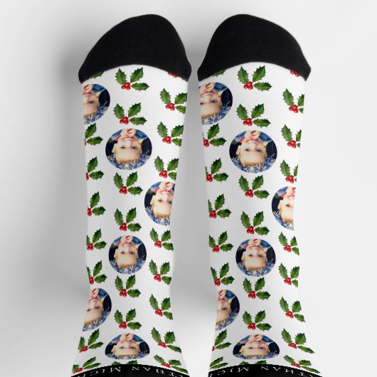 Personalisierte Festspiele Holly Berry Holiday Soc Socken (Oben)
