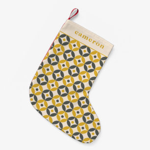 Personalisierte Fette Geometrische Warme Goldgraue Kleiner Weihnachtsstrumpf