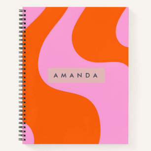 Personalisierte Fette Orange und Pink Welle Streif Notizblock